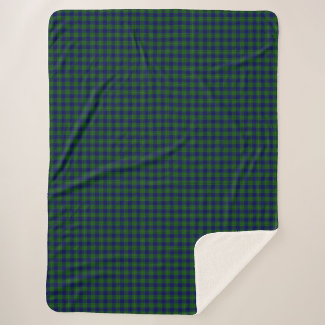 Johnstone tartan blue green plaid sherpa blanket (Front)