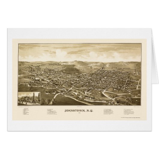 Johnstown, NY Panoramic Map - 1888 Cards (Front Horizontal)