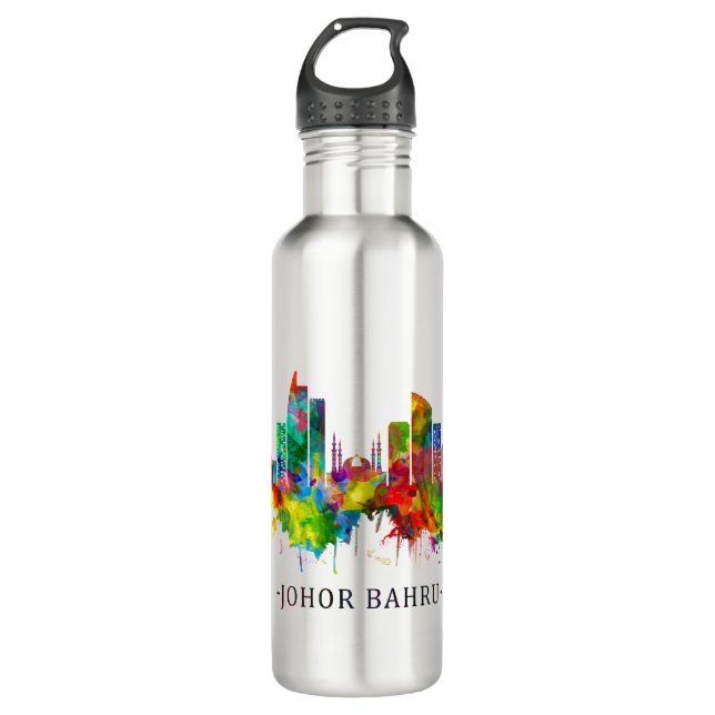 Johor Bahru Malaysia Skyline Stainless Steel Water Bottle (Front)