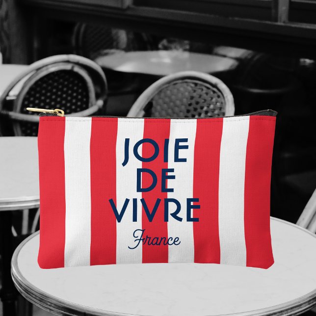 Joie De Vivre France Red Cabana Stripe French Accessory Pouch (Creator Uploaded)