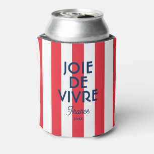 Joie De Vivre France Red Cabana Stripe French Can Cooler