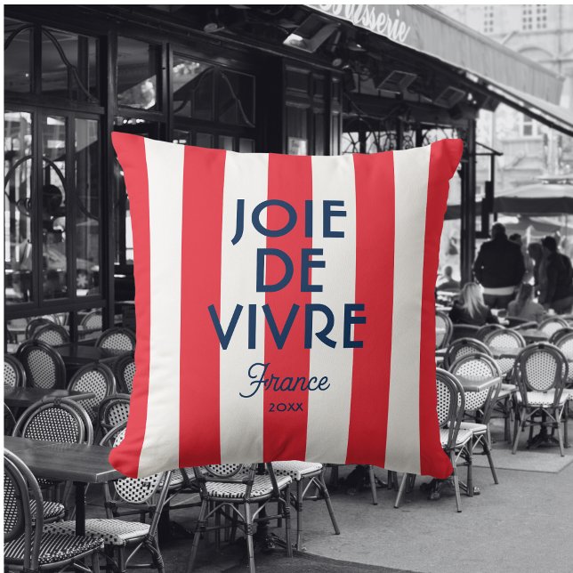Joie De Vivre France Red Cabana Stripe French Throw Pillow (Creator Uploaded)