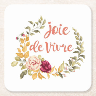 Joie de Vivre French Saying Square Paper Coaster