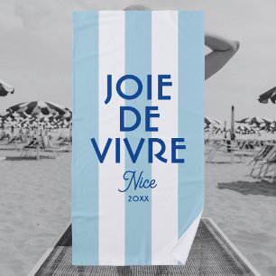 Joie De Vivre Nice Blue Cabana Stripe French Beach Towel