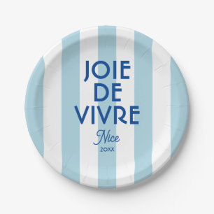 Joie De Vivre Nice Blue Cabana Stripe French Paper Plates