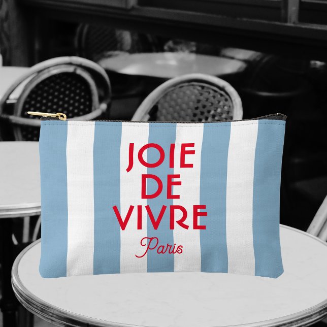 Joie De Vivre Paris French Blue Cabana Stripe  Accessory Pouch (Creator Uploaded)