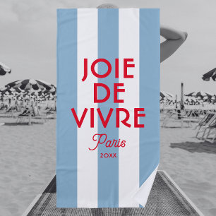 Joie De Vivre Paris French Blue Cabana Stripe Beach Towel