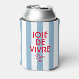 Joie De Vivre Paris French Blue Cabana Stripe Can Cooler