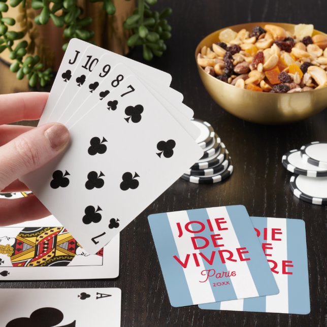 Joie De Vivre Paris French Blue Cabana Stripe Poker Cards (In Situ)