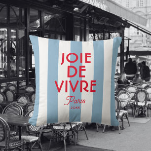 Joie De Vivre Paris French Blue Cabana Stripe Throw Pillow
