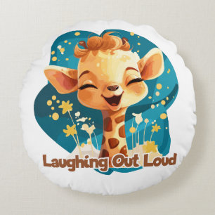 Joie (Laughing at the Shrapnel) - Laughing Out Lou Round Pillow