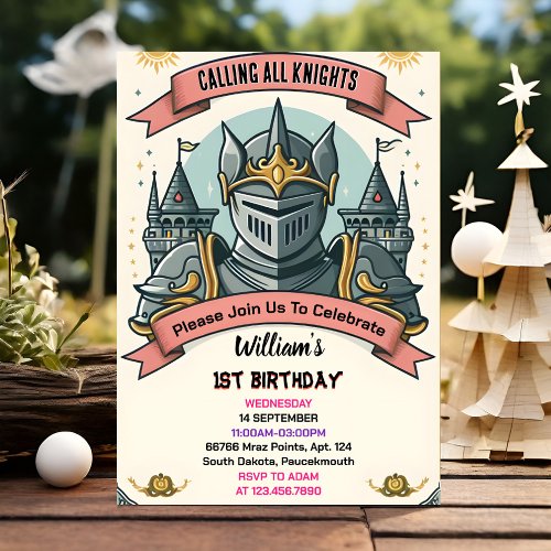 Join Cute Kids Hero Boys Girls Knight 1st Birthday Invitation