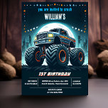 Join Kids Boy Cars Cool Monster Truck 1st Birthday Invitation