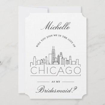 Join Me In Chicago | Bridal Party Request Invitation by colorjungle at Zazzle