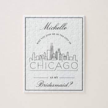 Join Me In Chicago Bridesmaid Request Jigsaw Jigsaw Puzzle by colorjungle at Zazzle