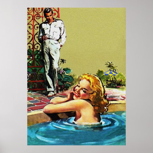 Join Me In The Pool Vintage Pulp Cover Art Poster