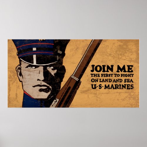 Join Me Land Sea US Marines Poster