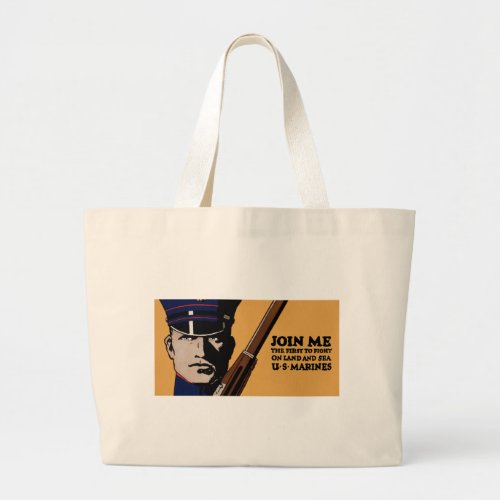 Join Me  US Marines Large Tote Bag