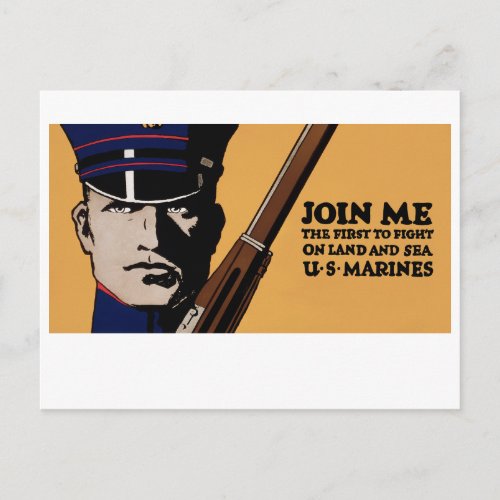 Join Me  US Marines Postcard