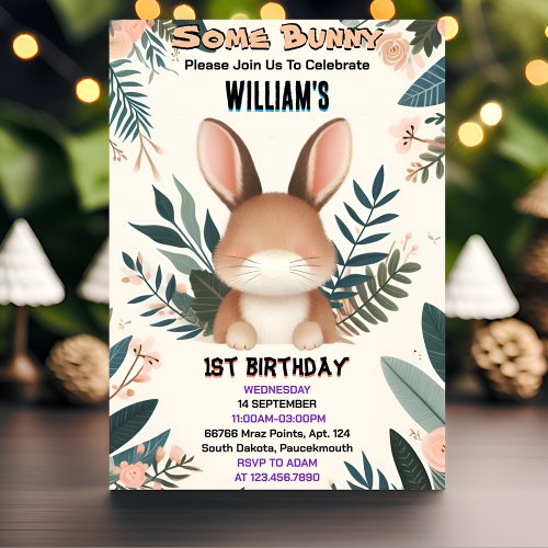 Join Nature Some Bunny Is Turning One 1st Birthday Invitation