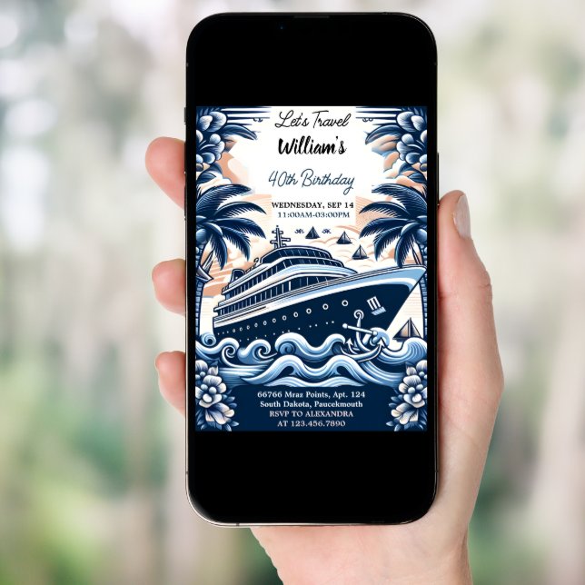 Join Ocean Waves Travel Anchor Yacht 50th Birthday Invitation (Front Digital)
