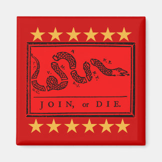 Join or Die Ben Franklin Banner on Tshirts Magnet