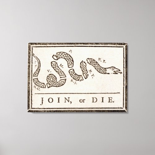 Join or Die Benjamin Franklin Political Cartoon   Canvas Print