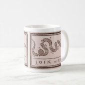 Join or Die Benjamin Franklin Political Cartoon Coffee Mug (Front Right)