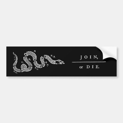 Join or Die black Bumper Sticker