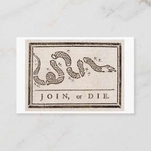 JOIN OR DIE BUSINESS CARD