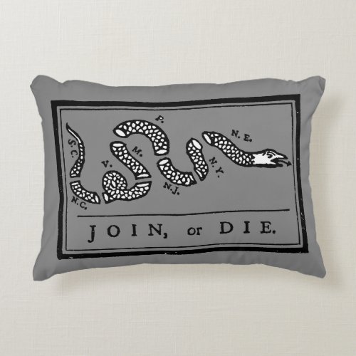 Join Or Die Cartoon 1754 Decorative Pillow