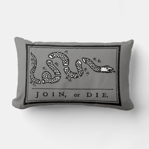 Join Or Die Cartoon 1754 Lumbar Pillow