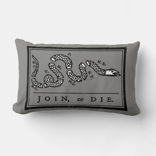 Join Or Die Cartoon, 1754 Lumbar Pillow (Front)