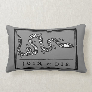 Join Or Die Cartoon, 1754 Lumbar Pillow