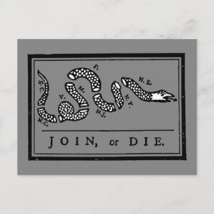 Join Or Die Cartoon, 1754 Postcard