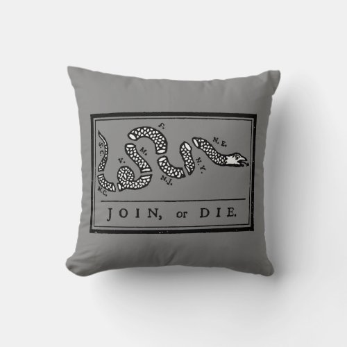 Join Or Die Cartoon 1754 Throw Pillow