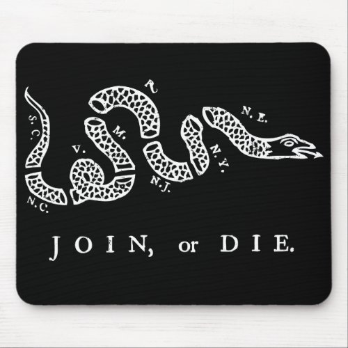 join or die distressed white graphic mouse pad