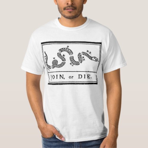 Join or Die Flag from American Revolutionary War T_Shirt