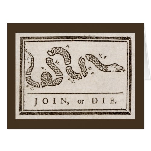 Join or Die Franklin Rattlesnake Political Cartoon