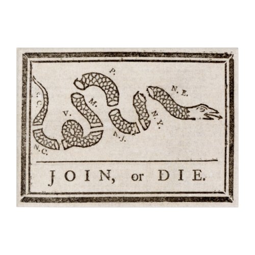Join or Die Franklin Rattlesnake Political Cartoon Acrylic Print