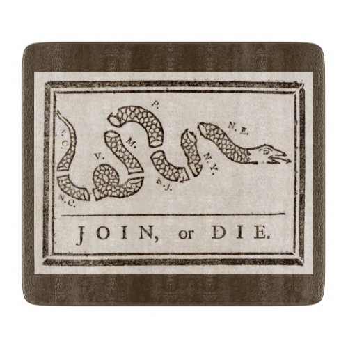 Join or Die Franklin Rattlesnake Political Cartoon Cutting Board