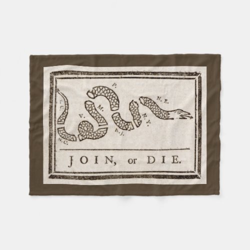 Join or Die Franklin Rattlesnake Political Cartoon Fleece Blanket