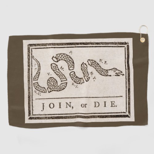 Join or Die Franklin Rattlesnake Political Cartoon Golf Towel