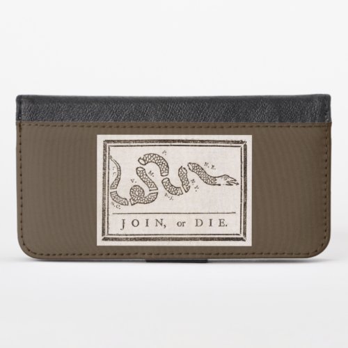 Join or Die Franklin Rattlesnake Political Cartoon iPhone X Wallet Case