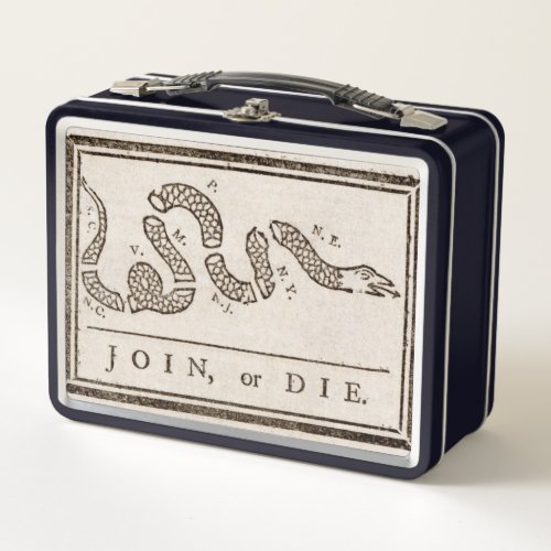 Join or Die Franklin Rattlesnake Political Cartoon Metal Lunch Box