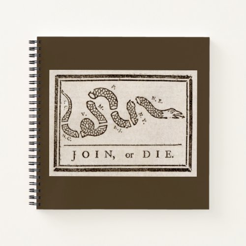 Join or Die Franklin Rattlesnake Political Cartoon Notebook