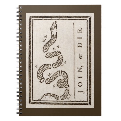 Join or Die Franklin Rattlesnake Political Cartoon Notebook