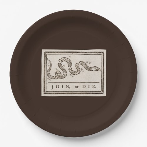 Join or Die Franklin Rattlesnake Political Cartoon Paper Plates