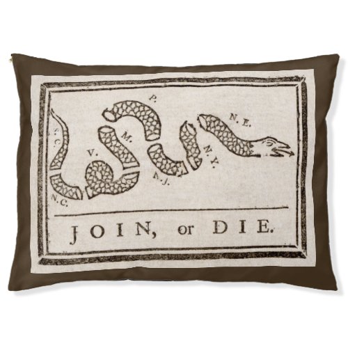 Join or Die Franklin Rattlesnake Political Cartoon Pet Bed