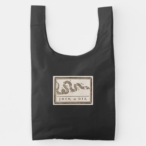 Join or Die Franklin Rattlesnake Political Cartoon Reusable Bag